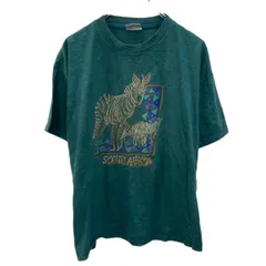 半袖 プリントTシャツ L ダークグリーン プルオーバー ビッグプリント アニマルプリント ゼブラ 古着卸 アメリカ仕入 a706-5600