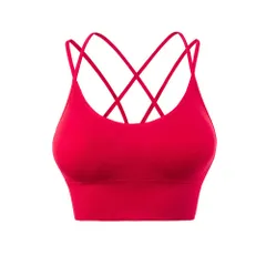 スポーツブラ 揺れない 【レッド】 クロスデザイン スポブラ スポーツ 下着 ブラジャー かわいい ランニング ジュニアブラ ヨガ ジム ジョギング カップ付き 大きいサイズ ジュニア 運動 部活 体育 スポーツ ブラジャー 胸を小さく見せる おしゃれ