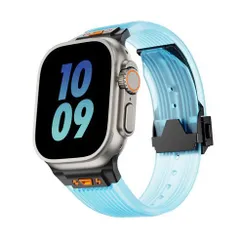 アップルウォッチバンド（Apple Watchバンド）クリアウォーターシリコンバンド【ブラック×ブルー】42mm/44mm/45mm/46mm/49mm対応 [BELTIES]