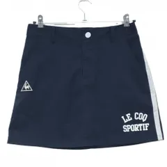 【美品】ルコックゴルフ スカート ネイビー×白 サイドライン 裾ロゴ ストレッチ  レディース 11 ゴルフウェア le coq sportifのサムネイル