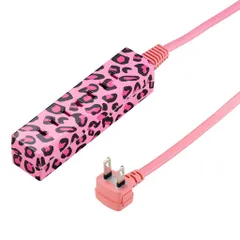 【送料無料】YAZAWA ヤザワ 電源タップ 差込みフリータップ 3.5個口 1ｍ ピンク レオパード コード　レオパード柄 かわいい 平成 ギャル Y2K　延長コード H63501PL 新品未開封 新品未使用品 ヒョウ柄 豹柄 ひょう柄のサムネイル