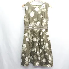 ◇ ⊂ UNIVERVAL MUSE ユニバーバル ミューズ 花柄 膝丈 ワンピース サイズF グリーン系 レディース E  【1408220040612】のサムネイル