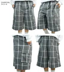 新品 シャカウェア SHAKA WEAR  メンズ ショーツ PLAID CHECK SHORTS チェックショーツ CHARCOAL(チャコール) グレー カーゴパンツ ポケット付き チカーノ 西海岸 ウエストコースト チカーノ HIPHOP ローライダー