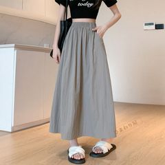 マキシスカート フレア スカート 無地 ロング丈 レディース モダール マキシ丈スカート ロングスカート ウエストゴム