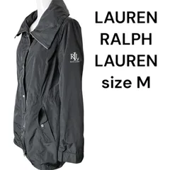 美品 ローレン ラルフローレン RALPH LAUREN  サイドロゴ ポリエステル ジャケット 薄手コート 黒 S5N014