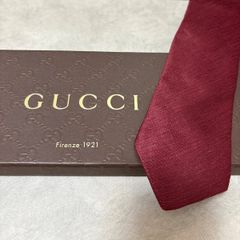 美品 GUCCI グッチ シルク 100％ ボルドー ワインレッド  無地 254-668