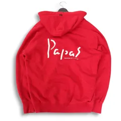 【良品】PAPAS/パパス　スウェット パーカー　ロゴ　ボタンアップ　白　L相当 良品】PAPAS/パパス スウェット パーカー ロゴ ボタンアップ 白