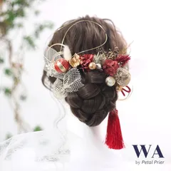 ＼ 改装???メガ割SALE ／ ?????? 再入荷 ?????? 髪飾り【レッド】ドライフラワー 成人式 K-18-2