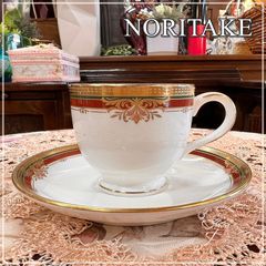 ノリタケ カップ＆ソーサー 1客 NORITAKE  金彩 花 日本製 ティーカップ レッド 赤 ボーンチャイナ オシャレ ティーカップ コーヒーカップ【ME0527-3】