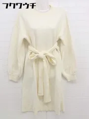 ◇ ◎ JEANASIS ジーナシス ハイネック コットン ニット セーター 長袖 膝丈 ワンピース サイズF アイボリー レディース  【1110120007700】