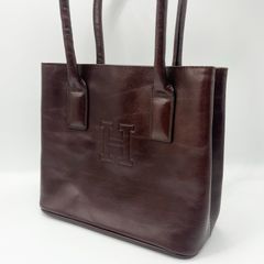 極美品 HIROFU ヒロフ トートバッグ 肩掛け ブラウン A4収納 レザー