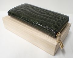 ✨ 【本クロコ使用 クロコダイル長財布 シャイニーグリーン】新品・未使用✨高級感あふれる一品