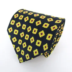 イヴ・サンローラン ブランド ネクタイ YSL 小紋柄 スクエア柄 シルク イタリア製 PO メンズ ネイビー YVES SAINT LAURENT 【中古】