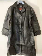 メンズレザージャケット　レザーコート　羊皮革　ブラック　Ｌサイズ　シープレザー　裏地チェック柄　JEL BON