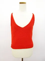 ザラ ZARA KNIT カットソー ノースリーブ ニット ショート丈 S 赤 レッド