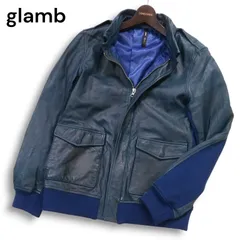 glamb グラム 【Edmond】秋冬 牛革★ リブ切替 A-2 エドモンド カウ レザー フライト ジャケット Sz.2　メンズ 定価5.7万