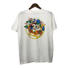 Disney ディズニー ミッキー&フレンズ クリスマス 半袖Ｔシャツ アニメT キャラクター ホワイト (メンズ L) 中古 古着 Q8045