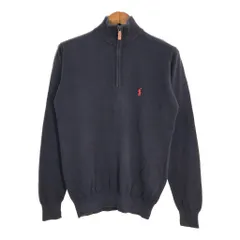 Polo by Ralph Lauren ポロ ラルフローレン ハーフジップ コットンセーター ネイビー (メンズ M) 中古 古着 T2151