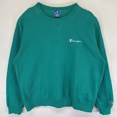 古着 90's/90年代 チャンピオン Champion USA製 スウェット トレーナー ワンポイントロゴ クルーネック 前V XXL  グリーン系 メンズ