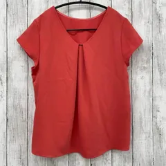 【 Simplicite 】シンプリシテェ とろみブラウス Vネック 金具付き オレンジピンク FREE