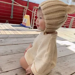 【即納】クマさんニット帽子｜海外子供服｜韓国子供服｜帽子