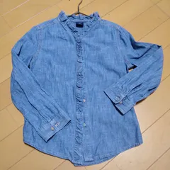 Gapkids  デニム スタンドカラー フリルブラウス 120 隠しボタンでオシャレ