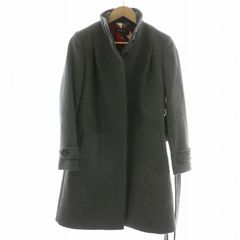 【中古】ポールスミス ブラック メルトンコート ロング スタンドカラー 比翼 ウール 総裏地 背面ベルト付き 38 S 灰 ポールスミス ブラック Paul Smith BLACK メルトンコート ロング