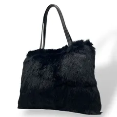 美品 BURBERRY バーバリーブルーレーベル ハンドバッグ ファー レザー ブラック 黒 内側ノバチェック レディース K1