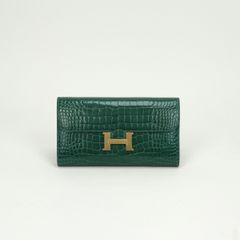 エルメス HERMES コンスタンスロング コンスタンス ロング 財布 長財布 ロングウォレット アリゲーター クロコダイル ヴェール グリーン green 緑 ゴールド金具 エキゾチック