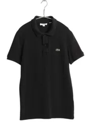 【お得なクーポン配布中!】 ラコステ 鹿の子 半袖 ポロシャツ メンズ S レディース М 程/ 半袖シャツ ワンポイント コットン カットソー ボックス スリム フィット 黒
