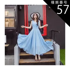 種類57：イエロー/XL シフォンワンピース シフォンドレス ドレスワンピース ワンピース ドレス フレアワンピース シフォンワンピース ロング ロング丈 マキシ マキシ丈 9分丈 袖なし ノースリーブ Vネック カシュクール フレア セミフレア Aライン シ