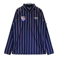 サイズ：L CALLAWAY キャロウェイ  長袖ポロシャツ ストライプ ネイビー系 [240101436952] ゴルフウェア メンズ ストスト