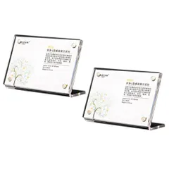 heizi カード ディスプレイケース L型 2個セット トレーディング ポストカード アクリルフレーム スクリューダウン マグネット (クリア 横型 A7 トレカサイズ)