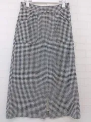 ◇ BEAMS HEART 21年製 チェック フロントスリット ロング ナロー スカート サイズM ネイビー アイボリー レディース P  【中古】 【1209260004080】