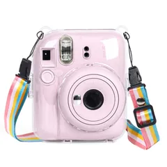 【人気商品】mini 12 instax カメラケース、Fujifilm チェキ INSTAX mini kinokoo 12用 カメラケース チェキケース ショルダーストラップ付(ピンク)