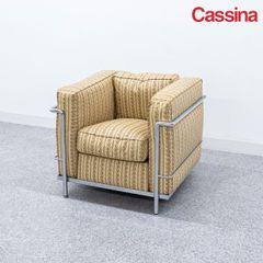 【展示品】Cassina カッシーナ 2 FAUTEUIL GRAND CONFORT, PETIT MODELE フォートゥイユグランコンフォール プティモデル LC2 1人掛け ソファ レザー イエロー ル・コルビュジエ 定価83万