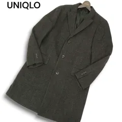 美品★ UNIQLO ユニクロ 秋冬 グレンチェック ウール カシミヤ チェスター コート Sz.M　メンズ