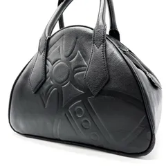 ✨美品✨ Vivienne Westwood ヴィヴィアンウエストウッド トートバッグ ハンドバッグ ヤスミン オーブ エンボス加工 ロゴ型押し ボーダー柄 レザー 肩掛け レディース ブラック 黒色