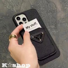 【訳あり】スマホケース カードケース付き パスケース iPhone 海外 プラダ ノベルティ