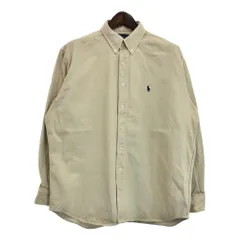 90年代 RALPH LAUREN ラルフローレン BLAIRE ボタンダウン 長袖シャツ 大きいサイズ ベージュ (メンズ XXL) 中古 古着 R9071