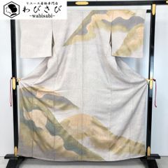 訪問着 作家物 遠山模様 金彩 暈し 白練色 K-4966