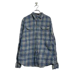 Eddie Bauer 長袖 チェック シャツ L ライトブルー ホワイト グレー エディバウアー 2ポケット 古着卸 アメリカ仕入 a606-5333