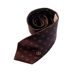 GUCCI グッチ ネクタイ ブラウン オレンジ シルク イタリア製 ＧＧマーク ロゴ 総柄