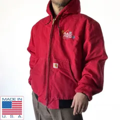 USA製 carhartt J140 RED 企業物 アクティブジャケット L-R 赤 ダック アドバタイジング フェード カーハート ジャケット D151-18-0021ZVW