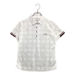 中古 レディース トミーヒルフィガーゴルフ TOMMY HILFIGER GOLF 半袖ポロシャツ S 白×グレー ホワイト ロゴ総柄
