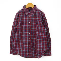 ラルフローレン 長袖シャツ チェック柄 ボタンダウン ポロマーク トップス コットン キッズ 男の子用 140サイズ ネイビー RALPH LAUREN 【中古】