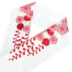 半衿 振袖 成人式 半襟 刺繍 白地 赤 藤 金糸 シルエリー Ｓｉｌｅｌｌｙ おしゃれ 半衿 フォーマル お洒落 振袖 和装 着物 No.10-0151