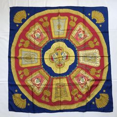 2506-197｜美品｜エルメス カレ 90 スカーフ シルク ネイビー