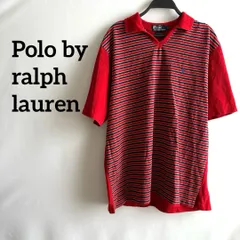 polo by ralph laurenポロシャツ半袖赤レッドボーダーLゆったり