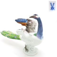 MEISSEN マイセン 孔雀 ピーコック 77200 フィギュリン 動物シリーズ H 約8.5cm スクラッチなし ◆送料込み◆質屋-10915
